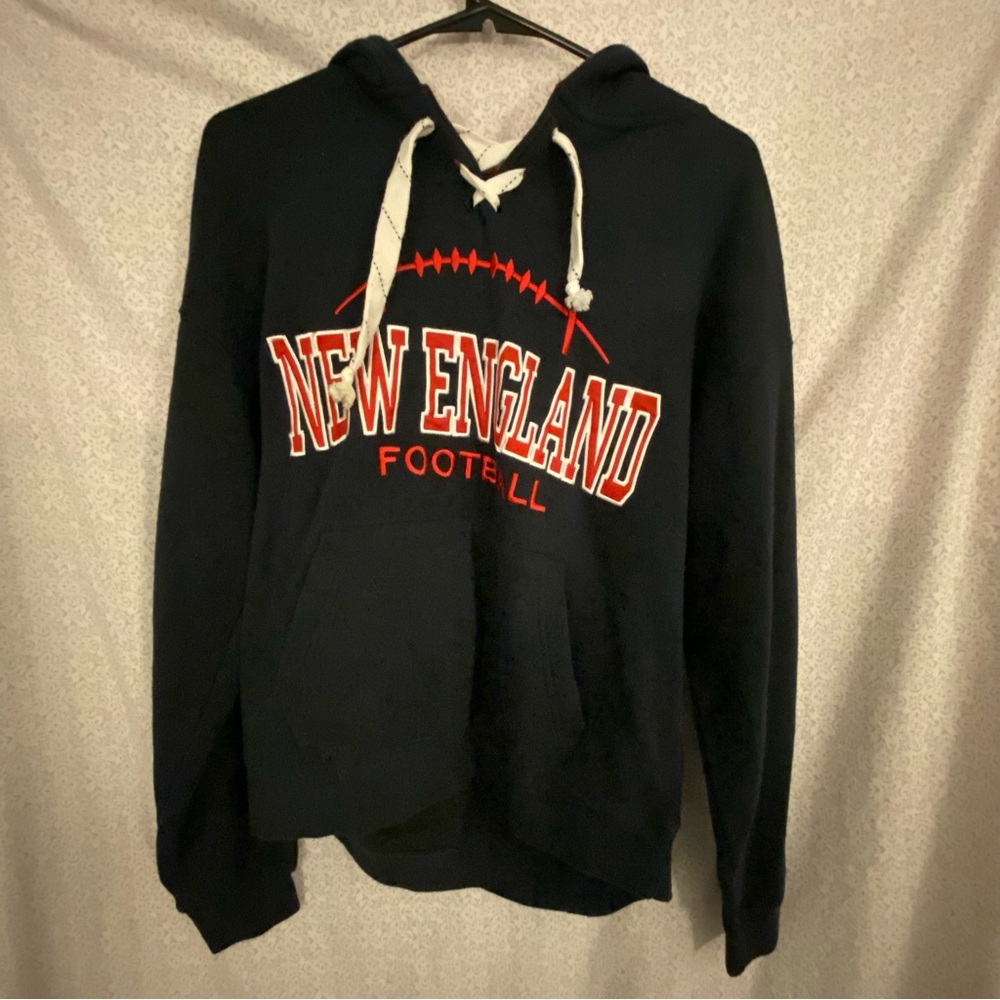 New England Football Blue and Red Hoodie Bay State Apparel Size S